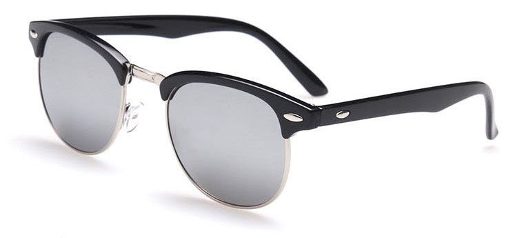 Ochelari de soare Clubmaster Retro Gri Oglinda cu Argintiu
